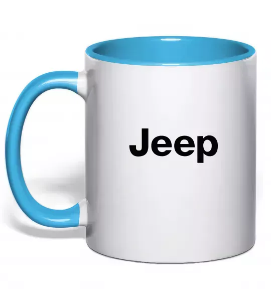 Чашка с цветной ручкой Jeep напис Голубой фото