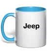 Чашка с цветной ручкой Jeep напис Голубой фото