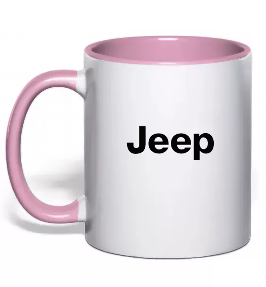 Чашка с цветной ручкой Jeep напис Нежно розовый фото