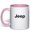 Чашка с цветной ручкой Jeep напис Нежно розовый фото