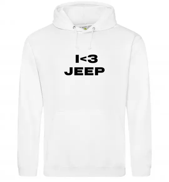 Мужская толстовка (худи) I <3 Jeep Белый фото