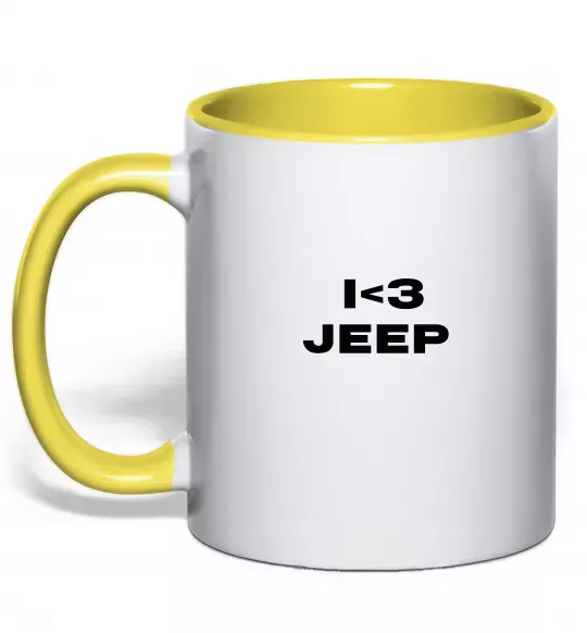 Чашка з кольоровою ручкою I <3 Jeep Сонячно жовтий фото