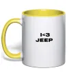Чашка з кольоровою ручкою I <3 Jeep Сонячно жовтий фото