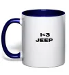 Чашка з кольоровою ручкою I <3 Jeep Глибокий темно-синій фото