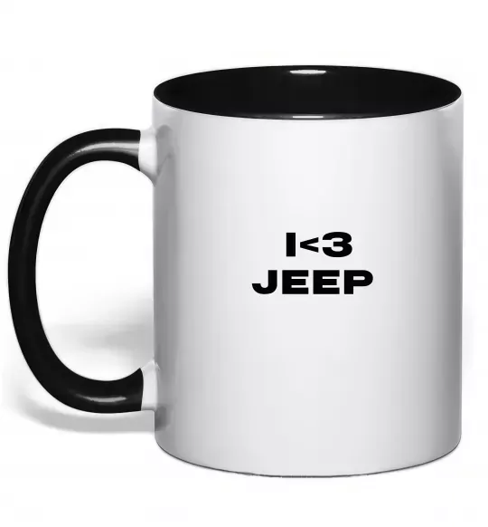 Чашка з кольоровою ручкою I <3 Jeep Чорний фото