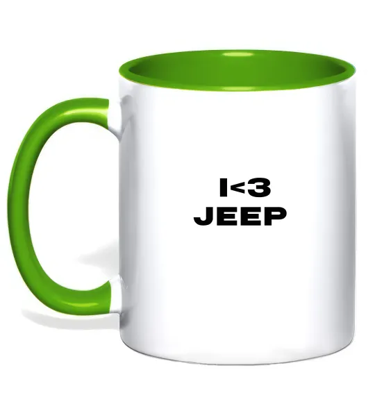 Чашка с цветной ручкой I <3 Jeep Лаймовый фото