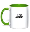 Чашка с цветной ручкой I <3 Jeep Лаймовый фото