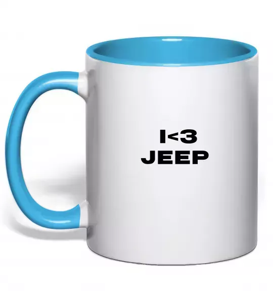 Чашка з кольоровою ручкою I <3 Jeep Блакитний фото