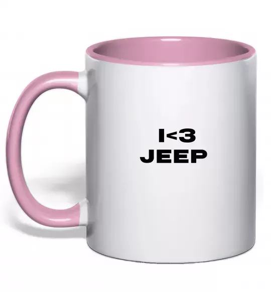 Чашка з кольоровою ручкою I <3 Jeep Ніжно рожевий фото