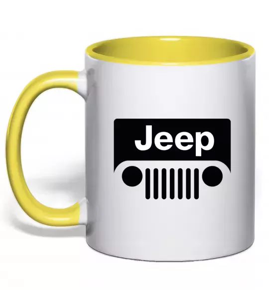 Чашка с цветной ручкой Jeep машина Солнечно желтый фото