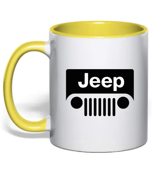 Чашка з кольоровою ручкою Jeep машина Лимонний фото