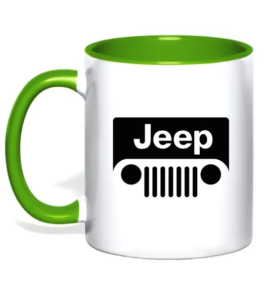 Чашка з кольоровою ручкою Jeep машина Лаймовий фото