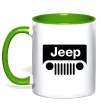 Чашка з кольоровою ручкою Jeep машина Лаймовий фото