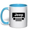 Чашка с цветной ручкой Jeep машина Голубой фото