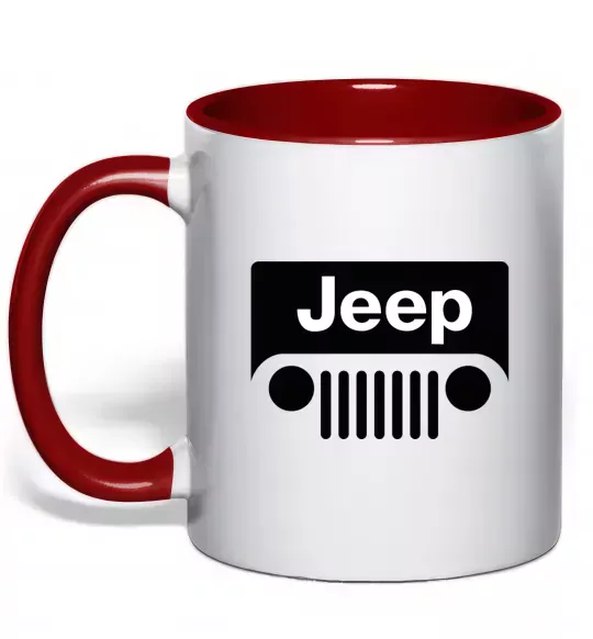 Чашка с цветной ручкой Jeep машина Красный фото