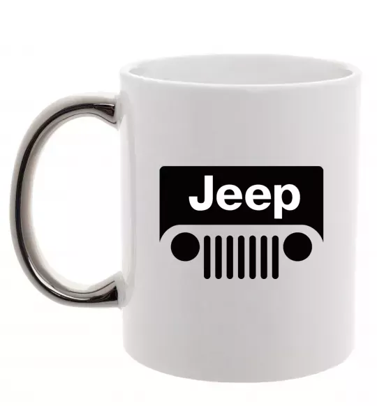 Чашка с цветной ручкой Jeep машина Серебро фото