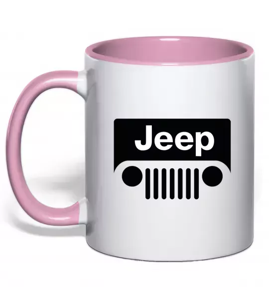 Чашка с цветной ручкой Jeep машина Нежно розовый фото