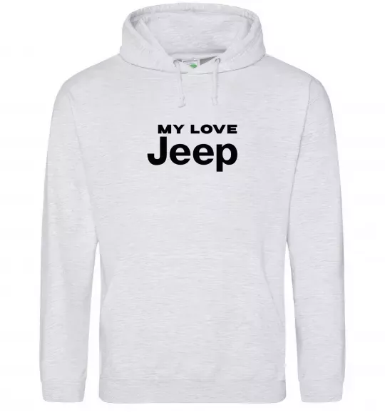 Женская толстовка (худи) My love Jeep Серый меланж фото