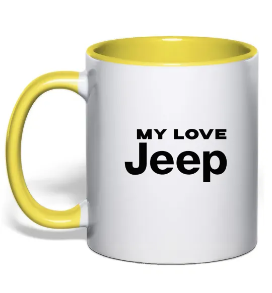 Чашка з кольоровою ручкою My love Jeep Лимонний фото