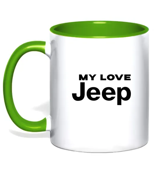 Чашка з кольоровою ручкою My love Jeep Лаймовий фото