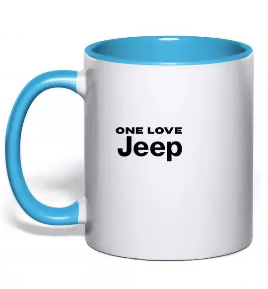 Чашка с цветной ручкой Jeep one love Голубой фото