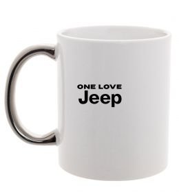 Чашка с цветной ручкой Jeep one love