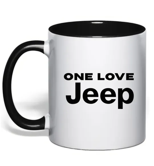 Чашка з кольоровою ручкою Jeep one love Чорний фото