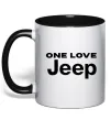 Чашка з кольоровою ручкою Jeep one love Чорний фото