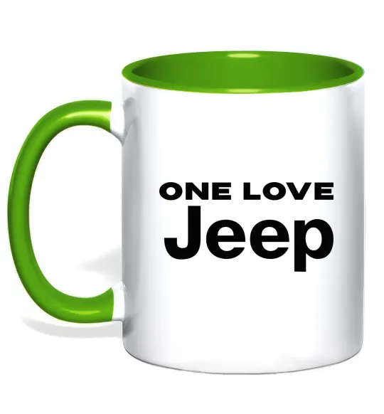 Чашка з кольоровою ручкою Jeep one love Лаймовий фото