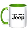 Чашка з кольоровою ручкою Jeep one love Лаймовий фото