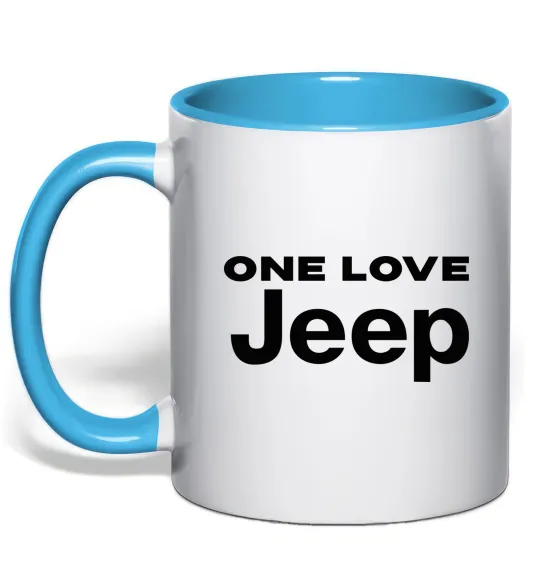 Чашка з кольоровою ручкою Jeep one love Блакитний фото