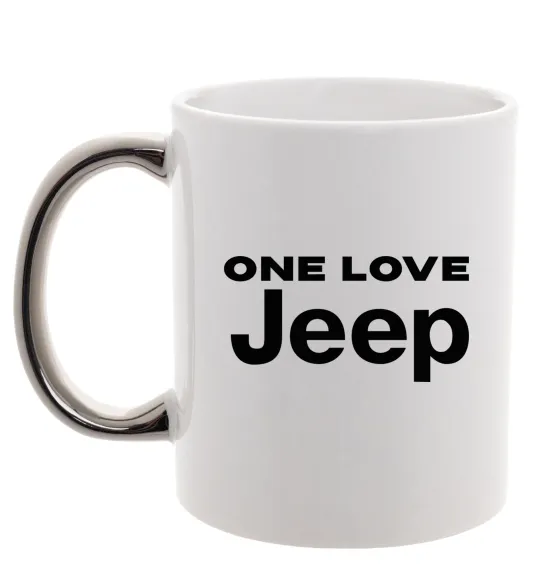 Чашка з кольоровою ручкою Jeep one love Срібло фото