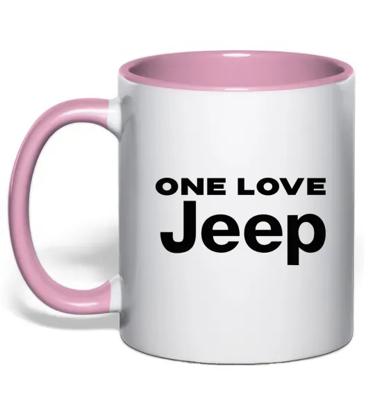 Чашка з кольоровою ручкою Jeep one love Ніжно рожевий фото