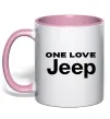 Чашка з кольоровою ручкою Jeep one love Ніжно рожевий фото