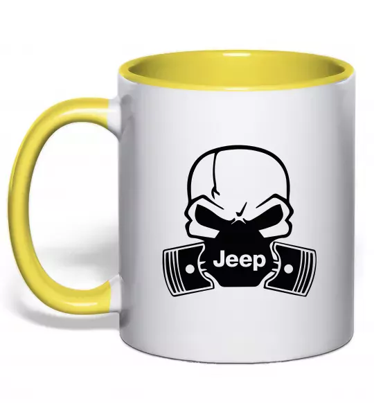 Чашка с цветной ручкой Jeep skull Солнечно желтый фото