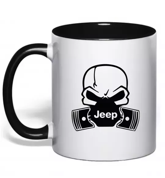 Чашка с цветной ручкой Jeep skull Черный фото