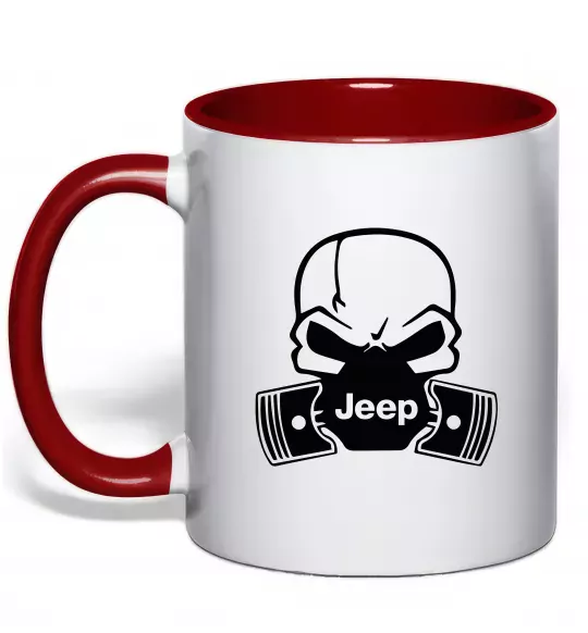 Чашка с цветной ручкой Jeep skull Красный фото