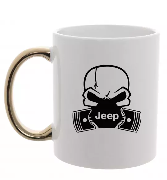 Чашка с цветной ручкой Jeep skull Золото фото