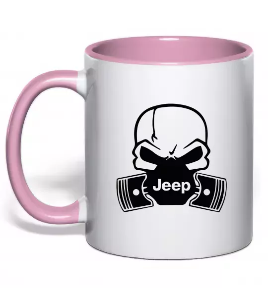 Чашка с цветной ручкой Jeep skull Нежно розовый фото