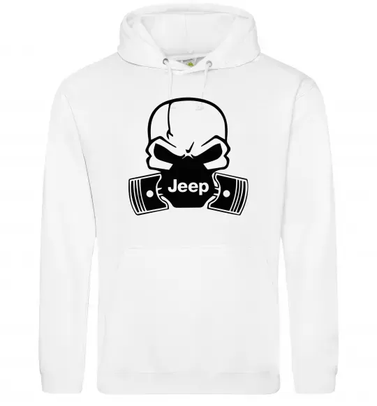 Мужская толстовка (худи) Jeep skull Белый фото