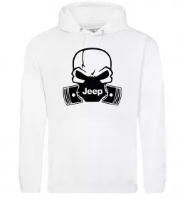 Мужская толстовка (худи) Jeep skull Белый фото