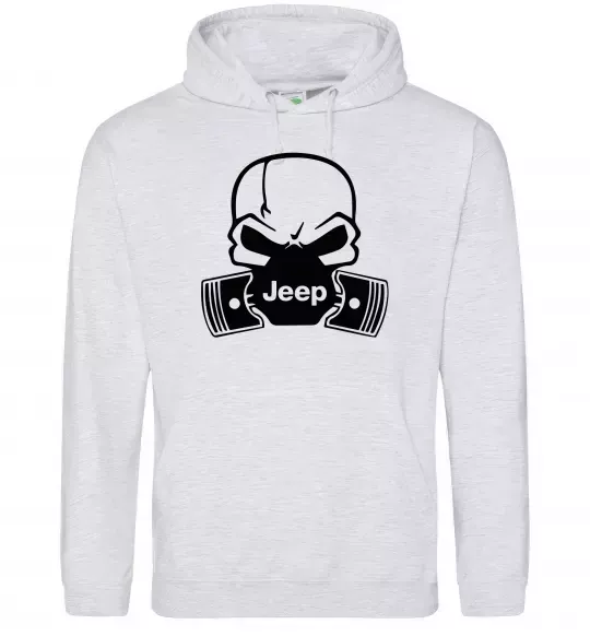 Мужская толстовка (худи) Jeep skull Серый меланж фото