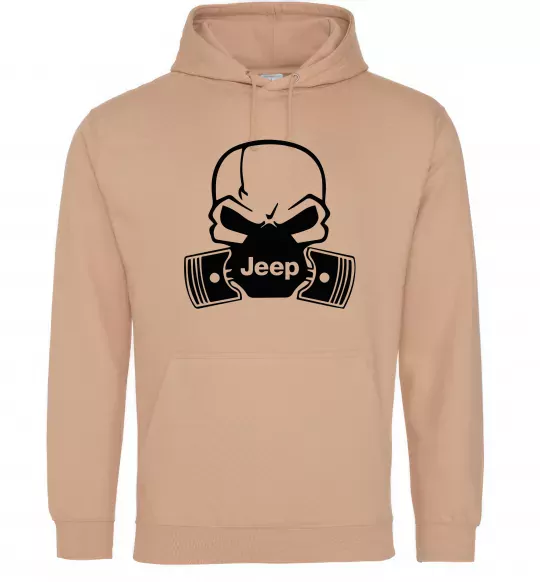 Женская толстовка (худи) Jeep skull Песочный фото