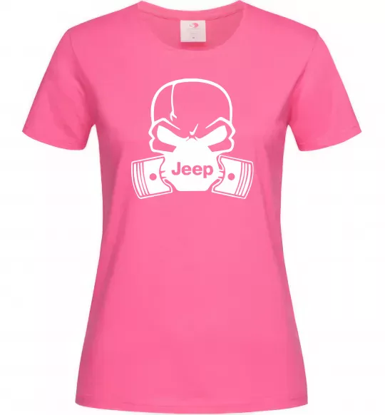Женская футболка Jeep skull Ярко-розовый фото