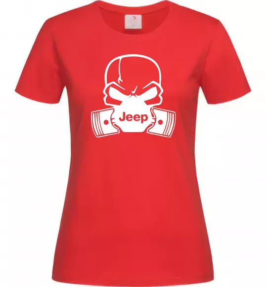 Женская футболка Jeep skull Красный фото