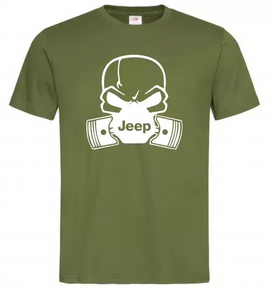 Чоловіча футболка Jeep skull Оливковий фото