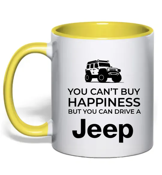 Чашка с цветной ручкой You can drive a Jeep Солнечно желтый фото