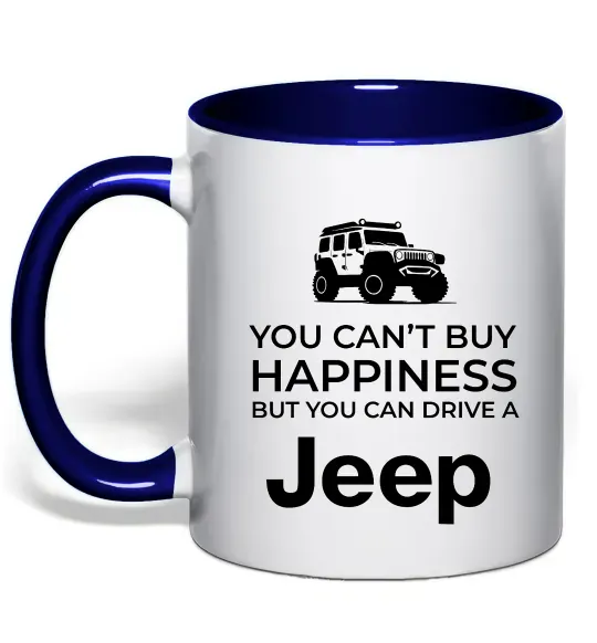 Чашка с цветной ручкой You can drive a Jeep Глубокий темно-синий фото