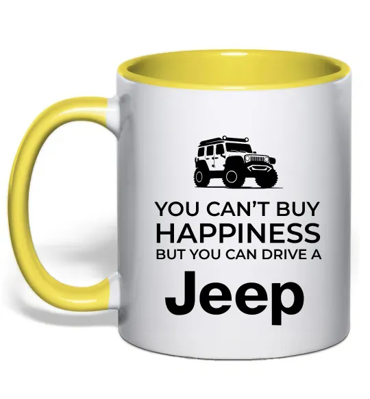Чашка с цветной ручкой You can drive a Jeep Лимонный фото