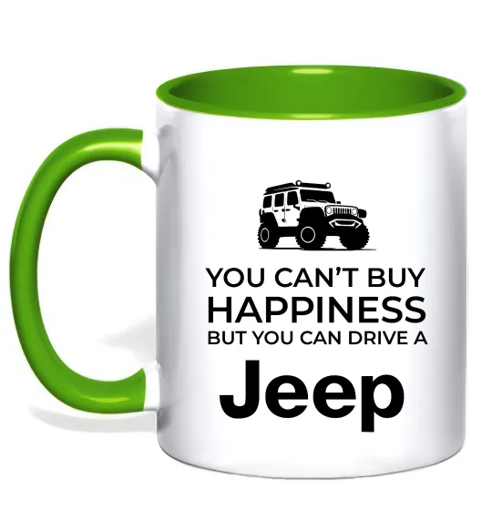 Чашка с цветной ручкой You can drive a Jeep Лаймовый фото